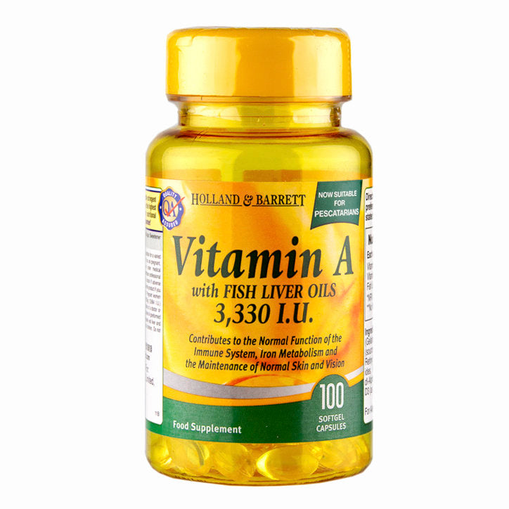 Витамин А и D с рибено масло (Vitamin A + Vit D &amp; Cod Liver Oil) 3300 I.U. 90 капсули