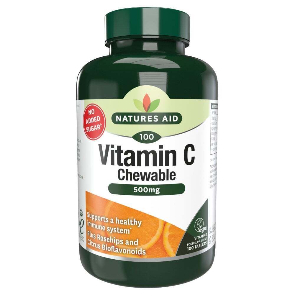 Витамин C с шипки, биофлавоноиди и ацерола (Vitamin C Chewable) 500мг 100 дъвчащи таблетки