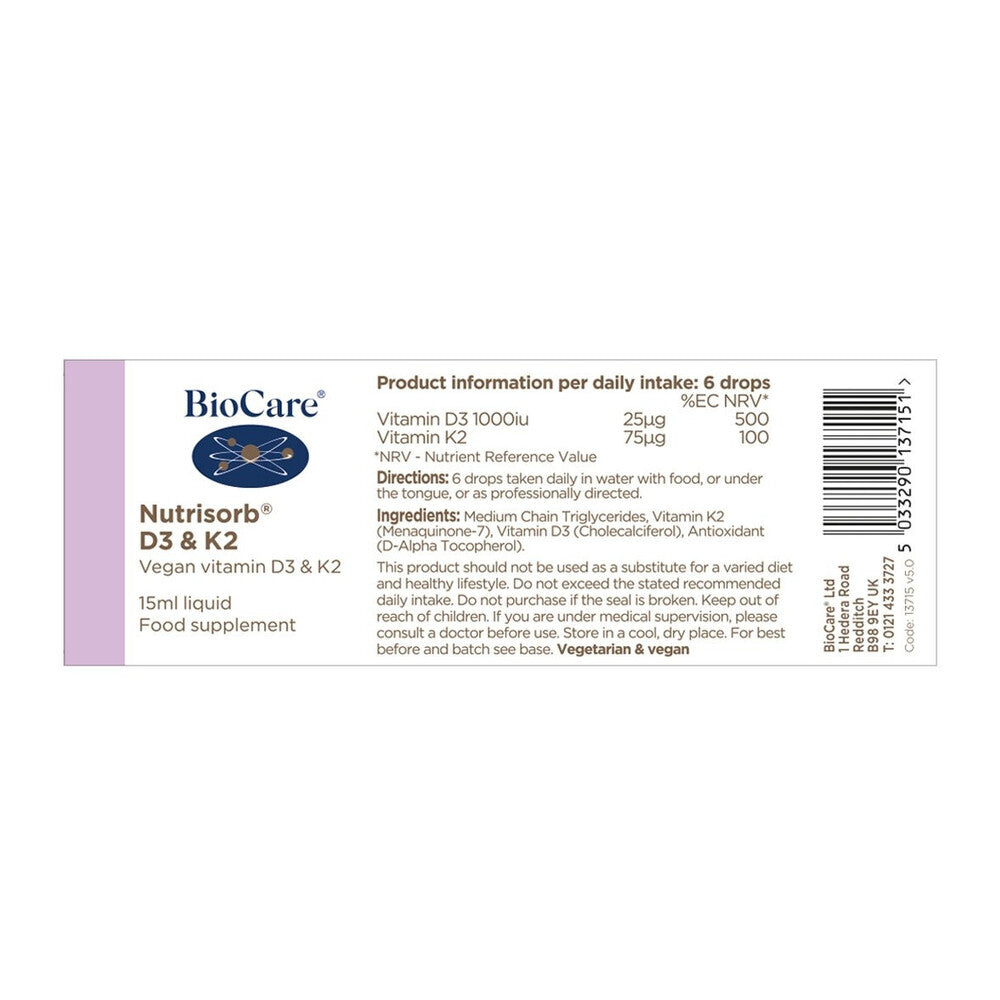 Витамин Д3+К2 / BioCare Nutrisorb D3 &amp; K2 15ml