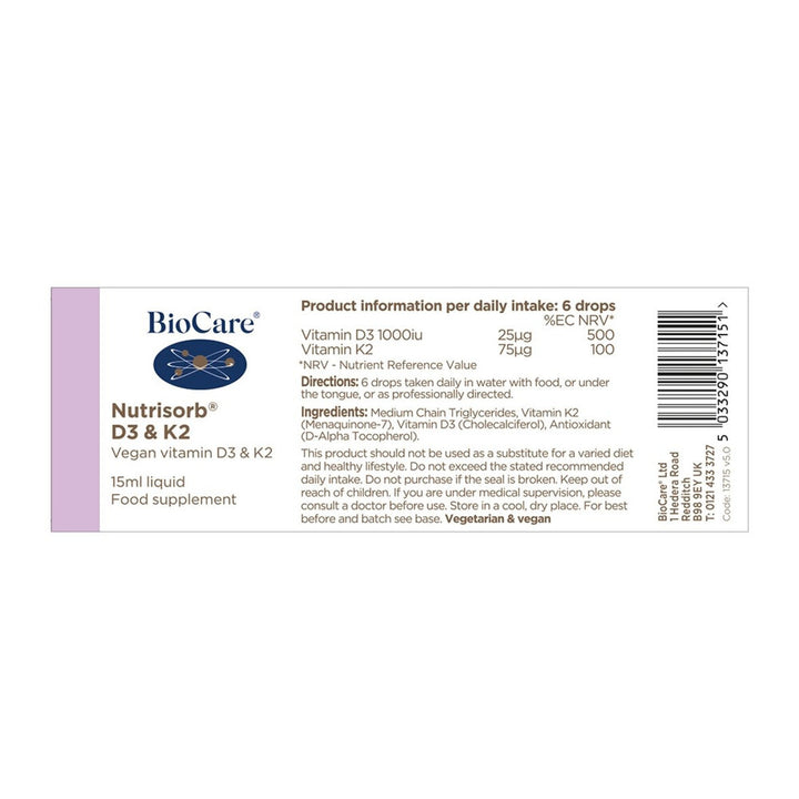 Витамин Д3+К2 / BioCare Nutrisorb D3 &amp; K2 15ml