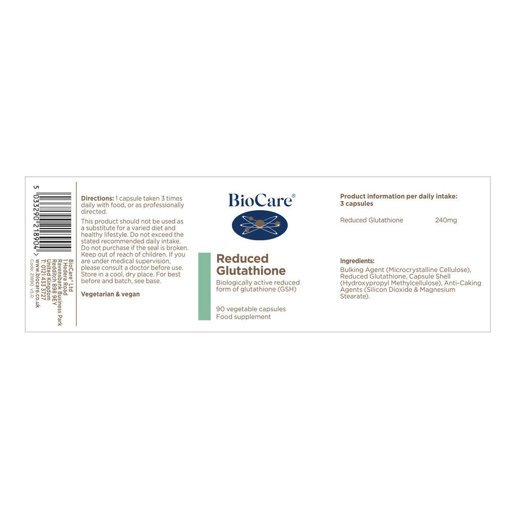Глутатион / BioCare Reduced Glutathione 80mg 90 Vcaps