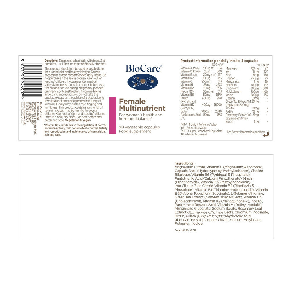 Дамски Мултинутриент / BioCare Female Multinutrient 90 Vcaps