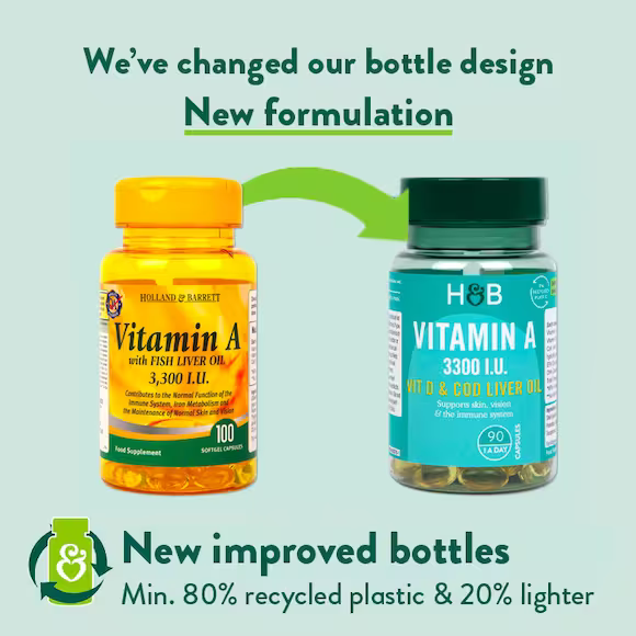 Витамин А и D с рибено масло (Vitamin A + Vit D &amp; Cod Liver Oil) 3300 I.U. 90 капсули