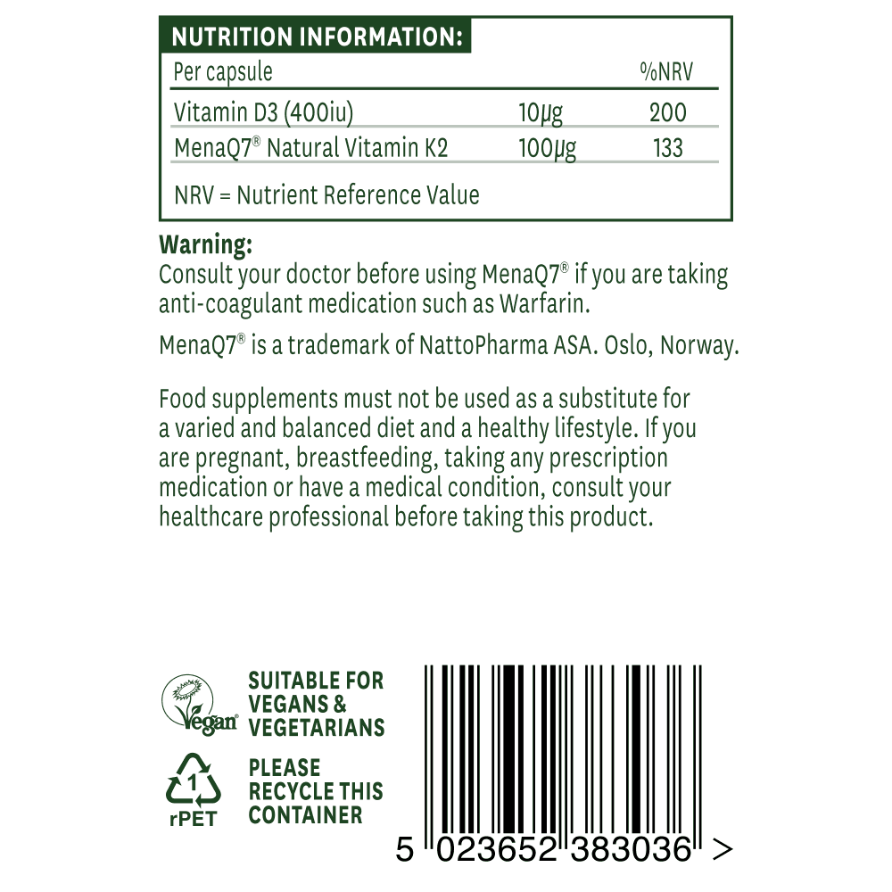 Натурален Витамин К2 + D3 (Vitamin K2 + D3) 100mcg 30 капсули