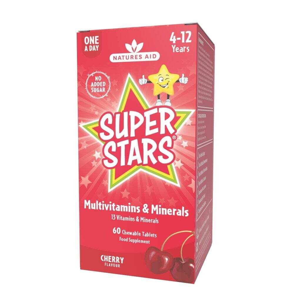 Мултивитамини и минерали за деца / Super Stars Multivitamins & Minerals 60 дъвчащи таблетки