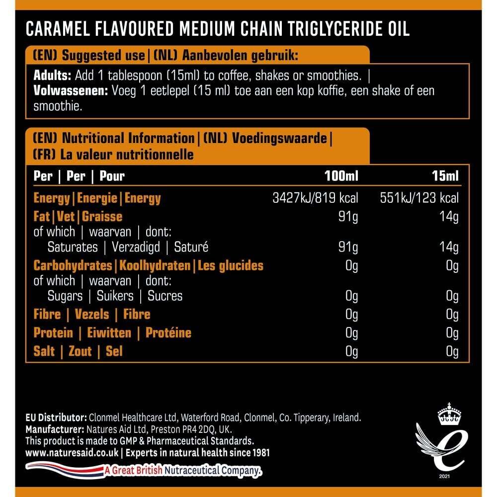 Фракционирано кокосово масло / MCT 100% Premium Coconut Oil 500ml Caramel
