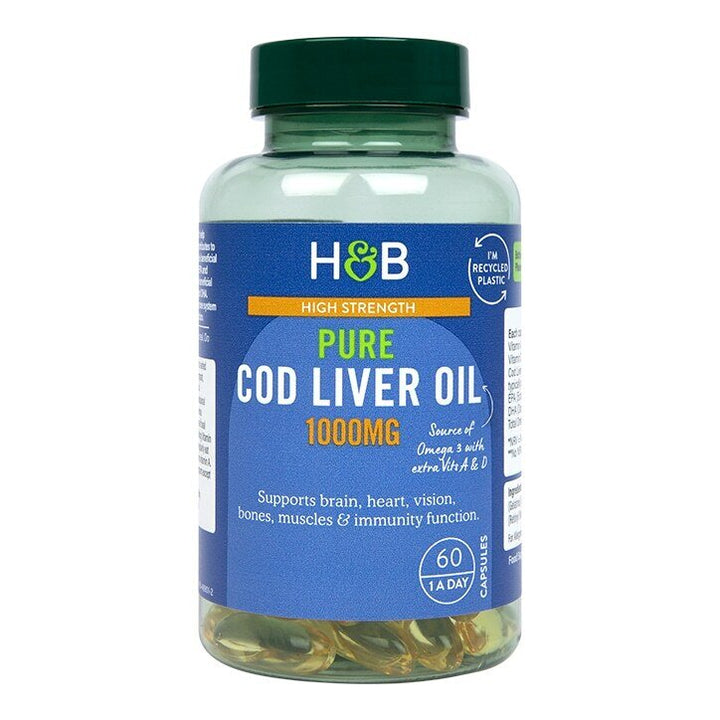 Омега-3 рибено масло от черен дроб на треска / Pure Cod Liver Oil 1000mg 60 capsules