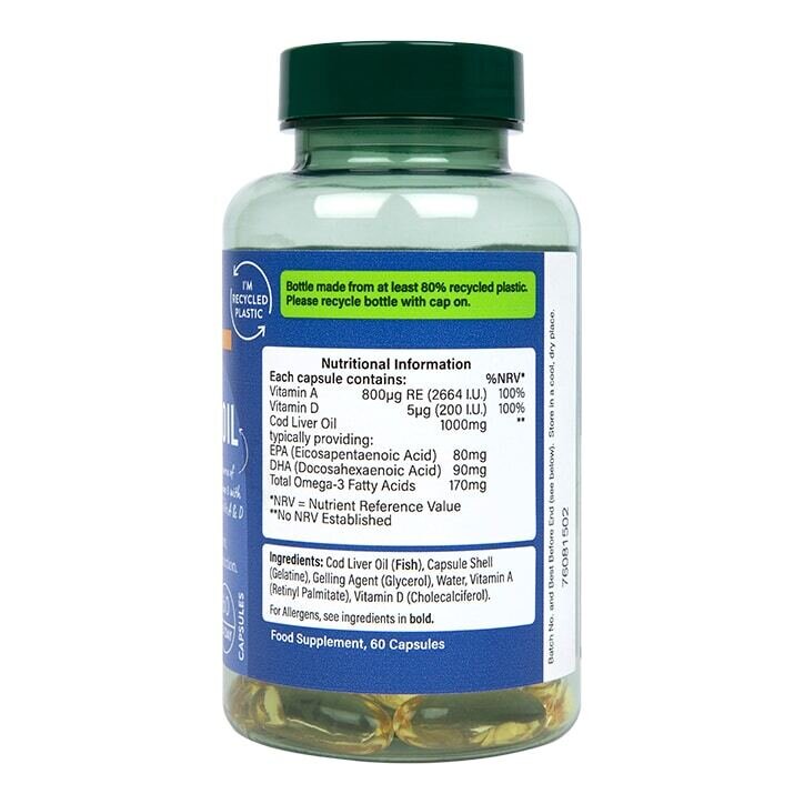 Омега-3 рибено масло от черен дроб на треска / Pure Cod Liver Oil 1000mg 60 capsules