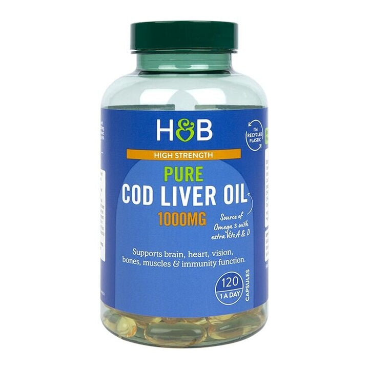 Омега-3 рибено масло от черен дроб на треска / Pure Cod Liver Oil 1000mg 120 capsules