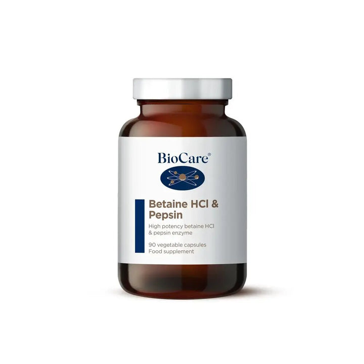 Веган Бетаин хидрохлорид + Пепсин / BioCare Vegan Betaine HCl &amp; Pepsin / 90 Vcaps