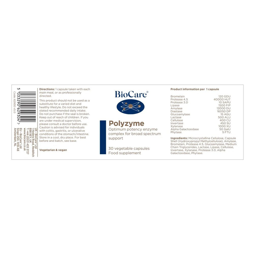 Полизим ензимен комплекс / BioCare Polyzyme 30 Vcaps