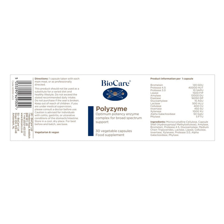 Полизим ензимен комплекс / BioCare Polyzyme 30 Vcaps