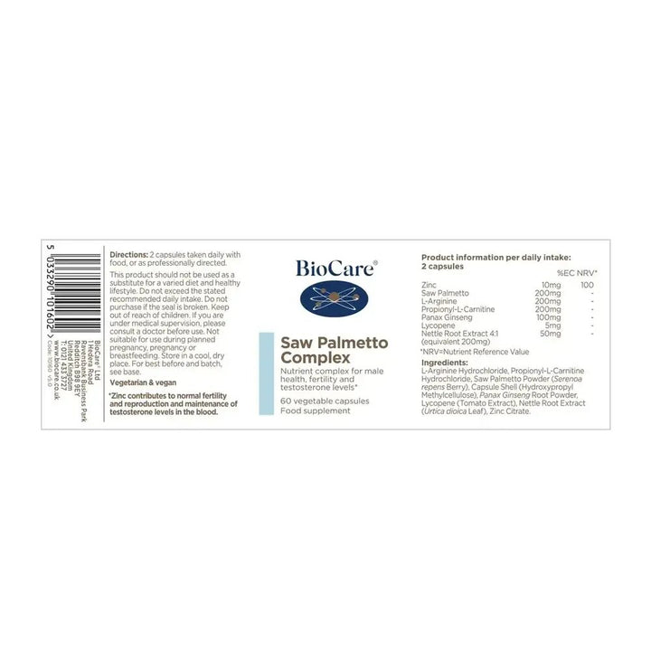 Сао Палмето Комплекс / BioCare Saw Palmetto Complex 60 Vcaps