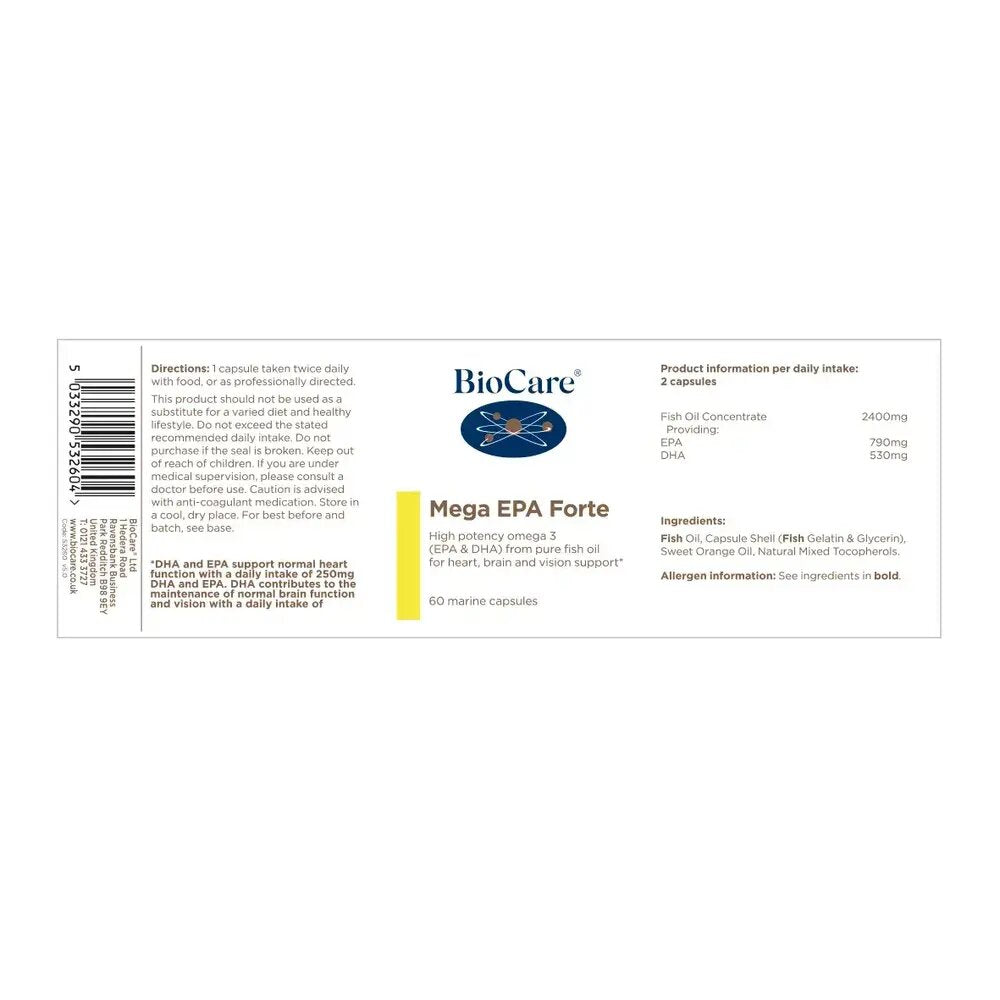 Мега Омега 3 Форте / BioCare Mega EPA Forte 60 marine caps
