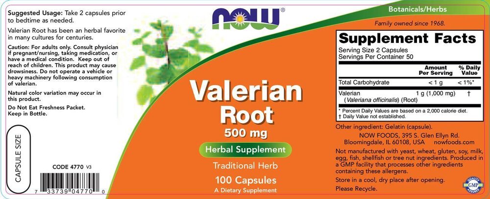 Корен от валериан / Valerian Root 500 mg 100 Vcaps