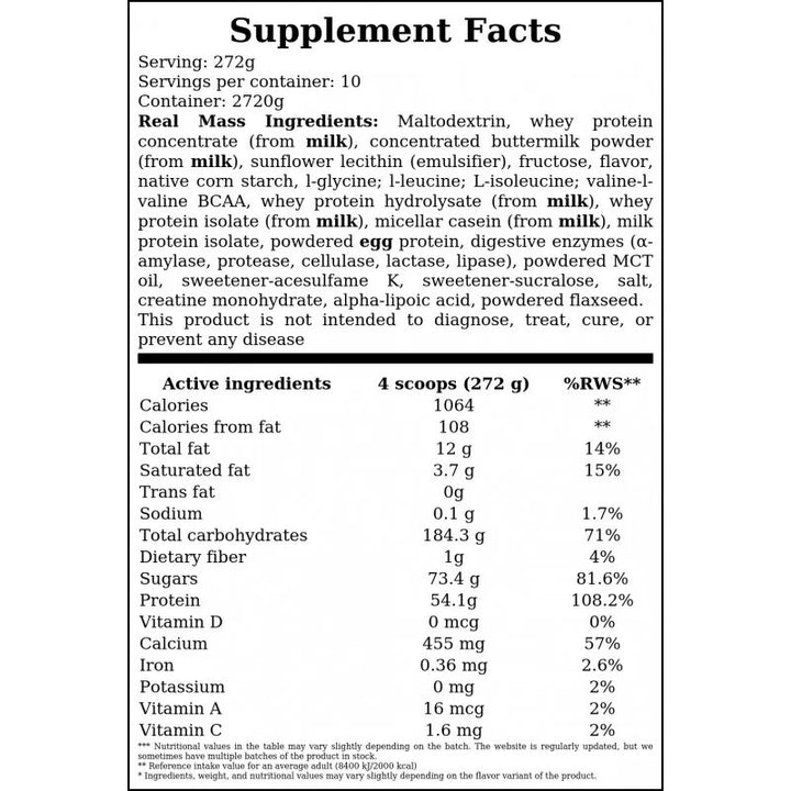 Gaspari Nutrition Real Mass 2720 Grams