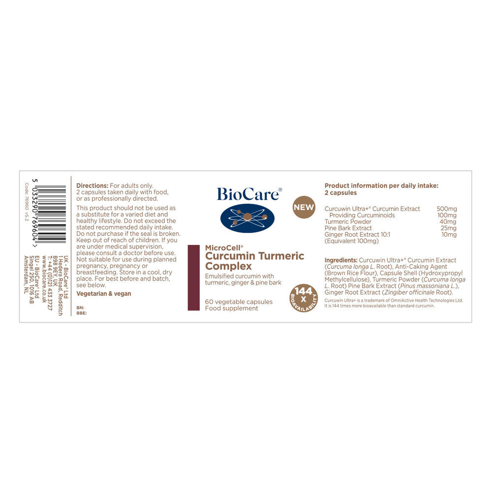 Куркумин Комплекс / BioCare Microcell® Curcumin Turmeric Complex 60 Vcaps