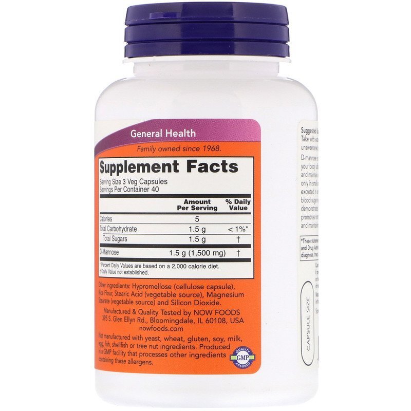 Д-Маноза / NOW D-Mannose 500mg 120 capsules