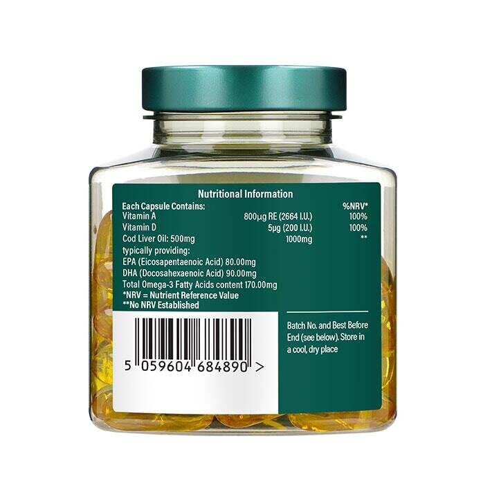 Омега-3 рибено масло от черен дроб на треска / Pure Cod Liver Oil 1000mg 60 capsules