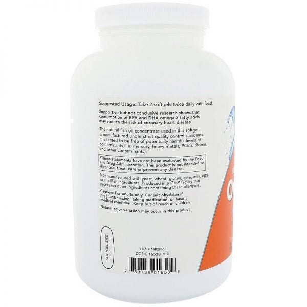 Омега 3 Рибено Масло / NOW OMEGA 3 FISH OIL 1000mg 500 softgels