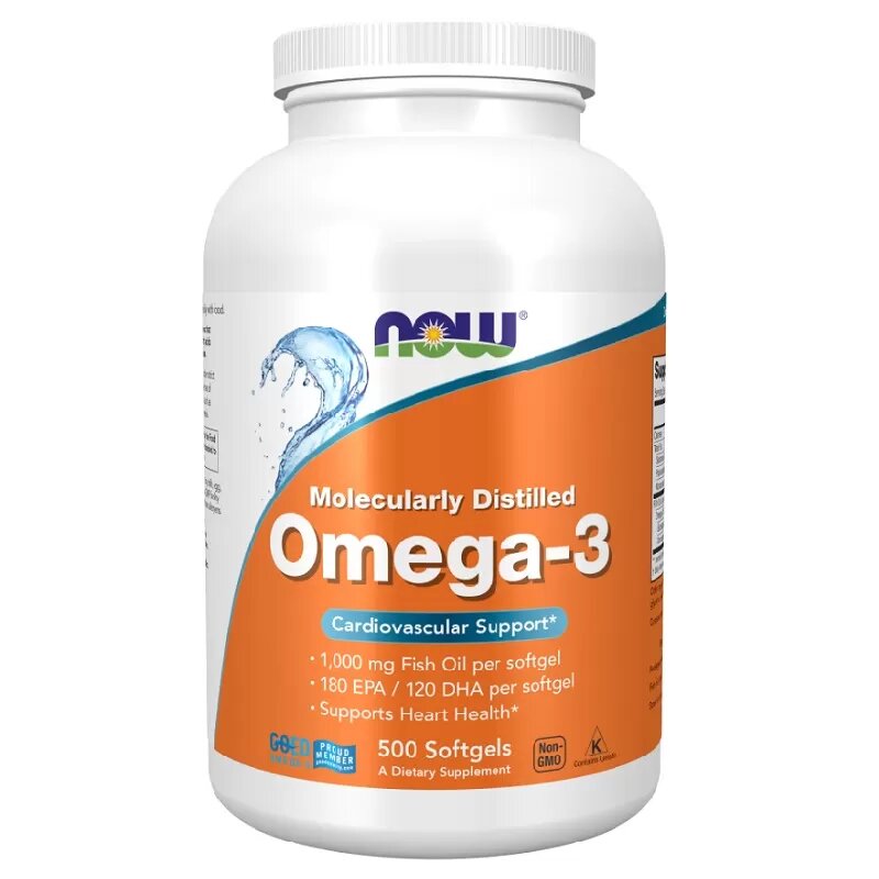 Омега 3 Рибено Масло / NOW OMEGA 3 FISH OIL 1000mg 500 softgels