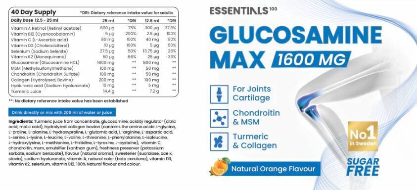 Глюкозамин Макс + Колаген и МСМ / Glucosamine Max 1600mg 500 ml