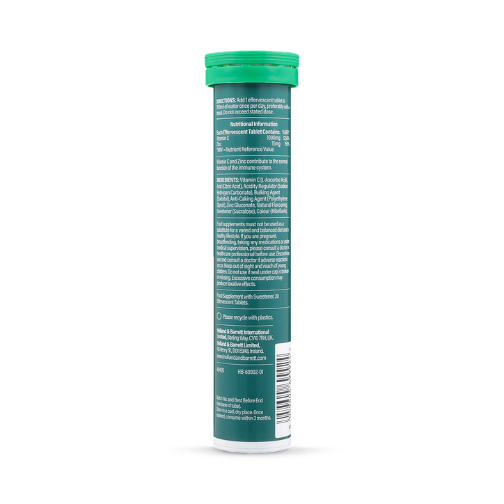Витамин C 1000 mg и Цинк 15 mg / High Strength Effervescent Vit C & Zinc Orange Flavour 20 Tablets