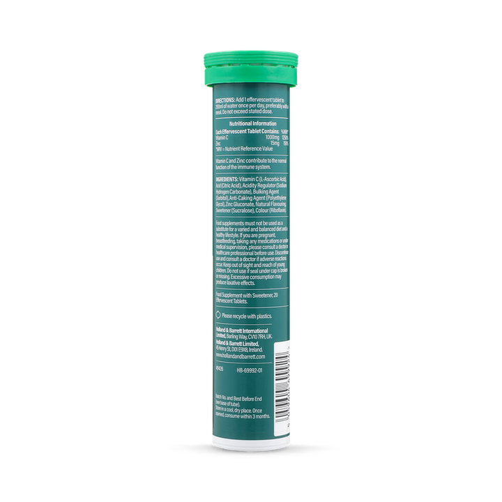 Витамин C 1000 mg и Цинк 15 mg / High Strength Effervescent Vit C &amp; Zinc Orange Flavour 20 Tablets
