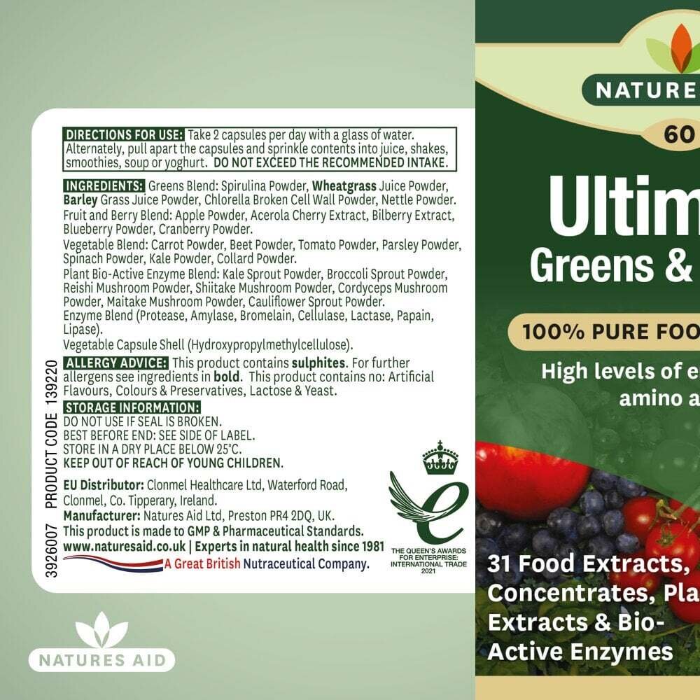 Ultimate Greens and Berries 31 суперхрани Natures Aid 60 капсули
