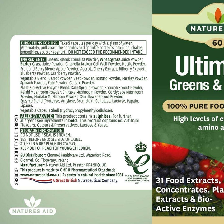 Ultimate Greens and Berries 31 суперхрани Natures Aid 60 капсули